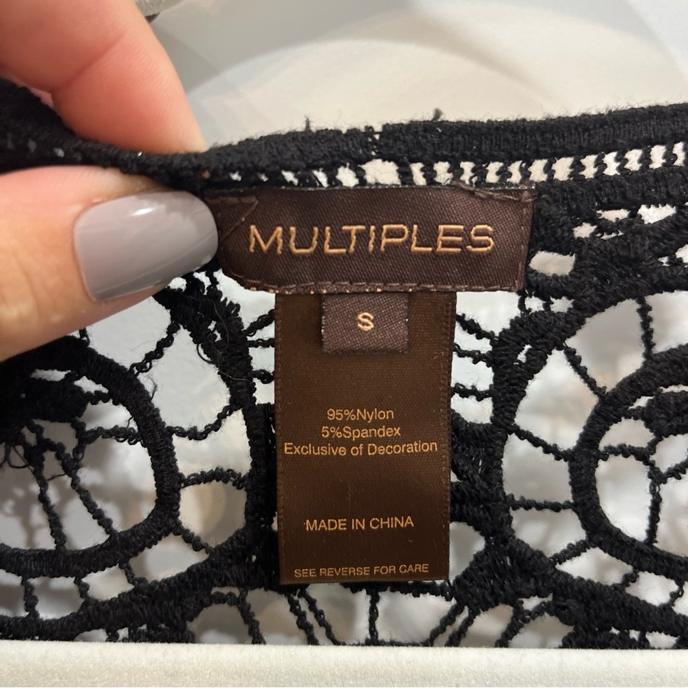 Multiples Black And White Open Front Drape Cardig… - image 7